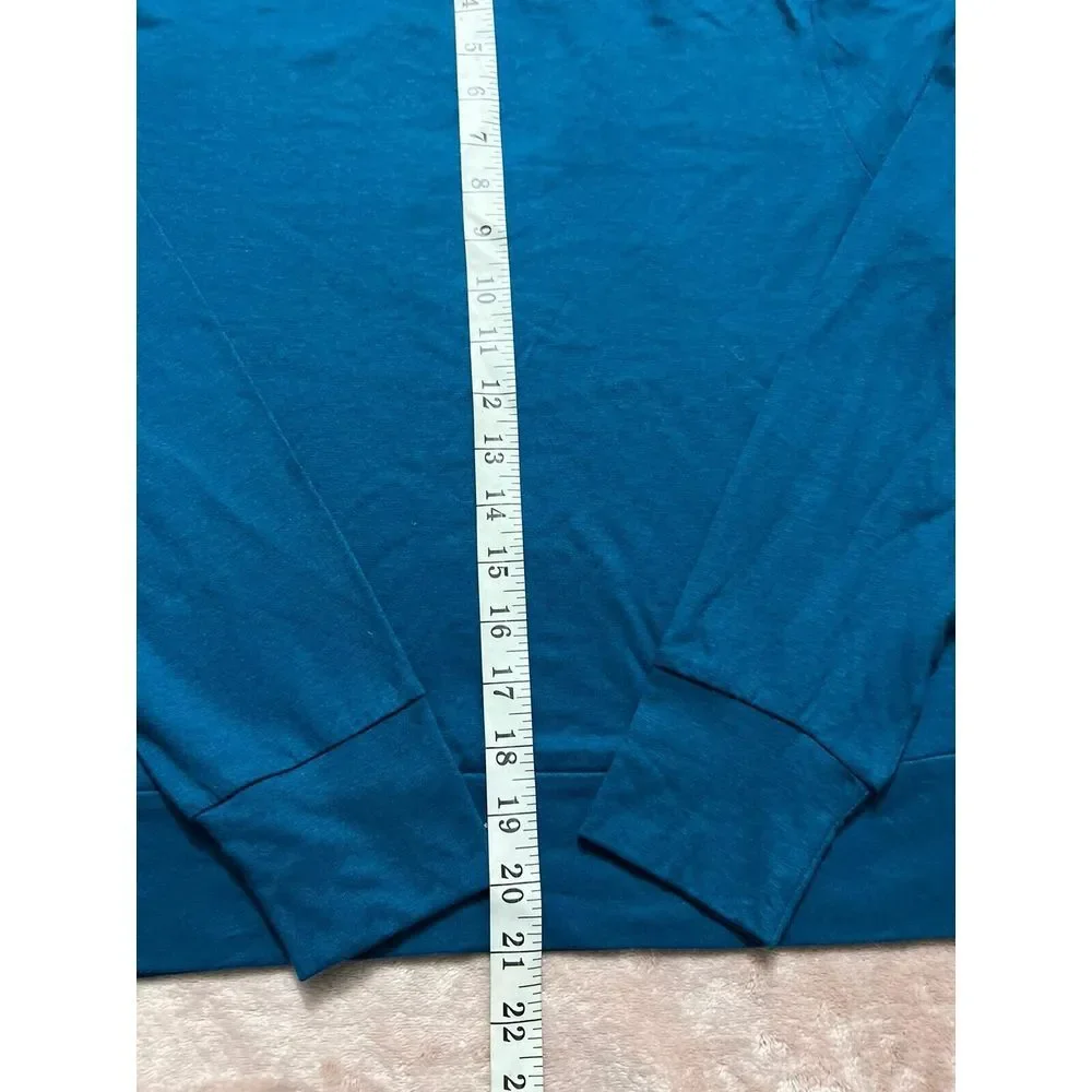 Champion Men T-Shirt Logo Spellout Long Sleeve Tee Pullover Blue Size Small‎